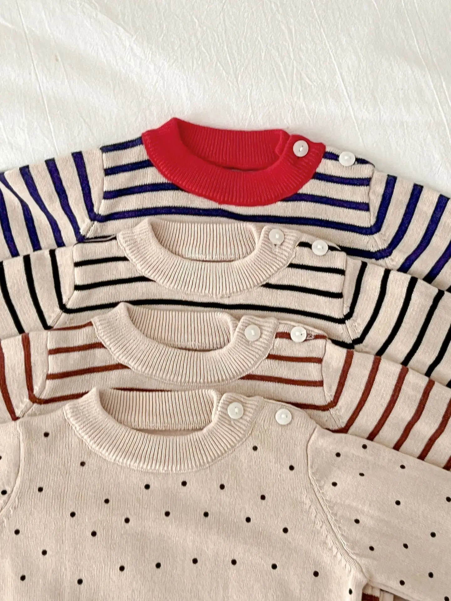 Spring And Autumn Newborn Infant Baby Boys And Girls Knit Top Shirt Stripe Round Dot Sweater Kids Fashion Baby Clothing Spring And Autumn Newborn Infant Baby Boys And Girls Knit Top Shirt Stripe Round Dot Sweater Kids Fashion Baby Clothing