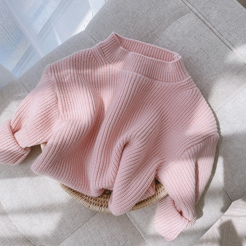 Alternative view of Melario Solid Color Baby Girls Soft Wool Knitted Sweater for Children's Tops Clothes 2023 New Kids Cashmere Pullover Sweaters