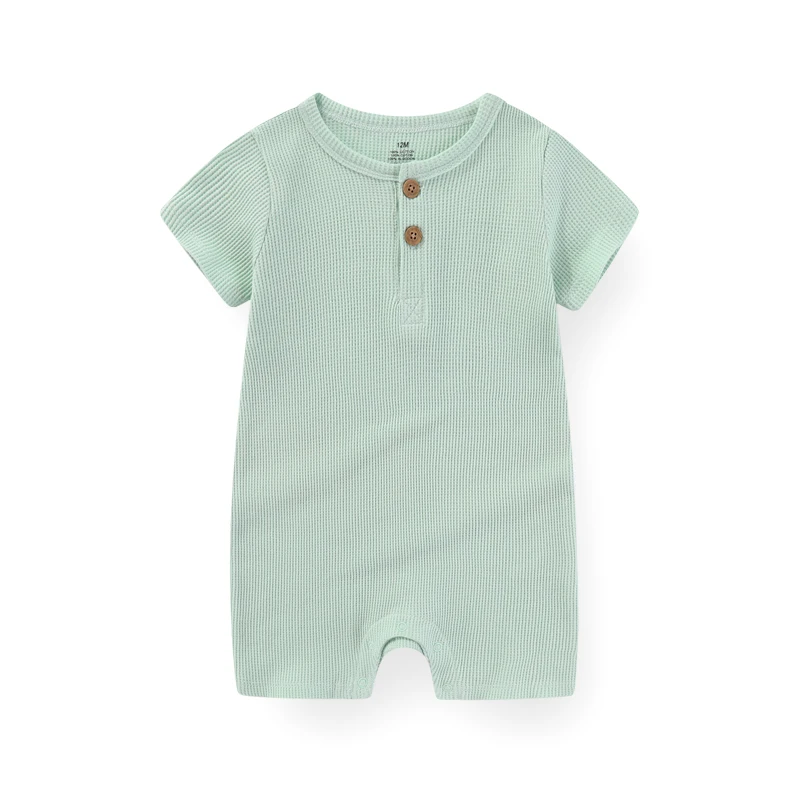 Alternative view of Kiddiezoom 1 PCS Fashion Four Seasons Unisex Solid Short Sleeve Baby Boy Girl Rompers 100%Cotton Soft Newborn Jumpsuit Clothes