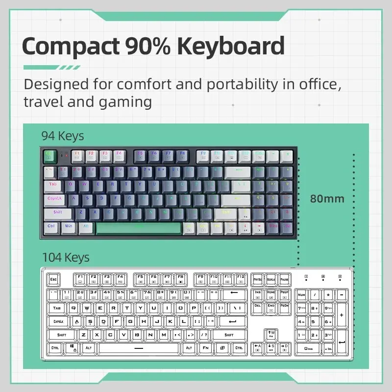 Alternative view of MACHENIKE K500 Mechanical Keyboard Wired Gaming Keyboard K500-B94 Hot Swappable 94 Keys 90% Layout RGB BackLight for PC Laptop