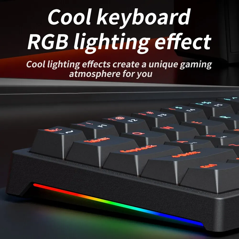 Alternative view of MUCAI MK61 USB Gaming Mechanical Keyboard 61 Keys Red Switch Wired Detachable Cable RGB Backlit Hot Swappable