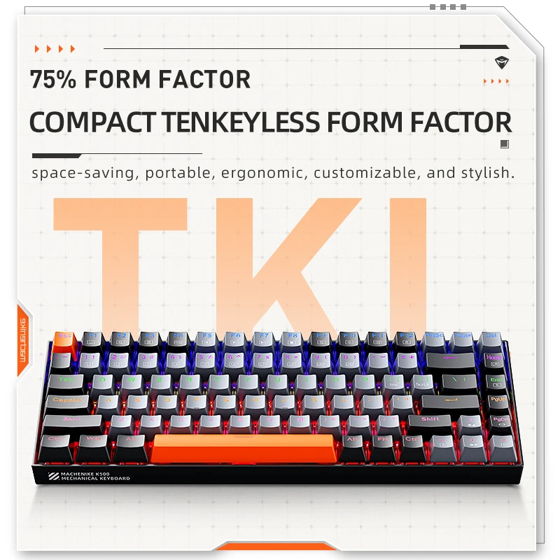 Alternative view of Machenike K500A-B84 Mechanical Keyboard 75% TKL Hot-Swappable Wired Gaming Keyboard 6-Color Backlit 84 Keys For PC Gamers Laptop