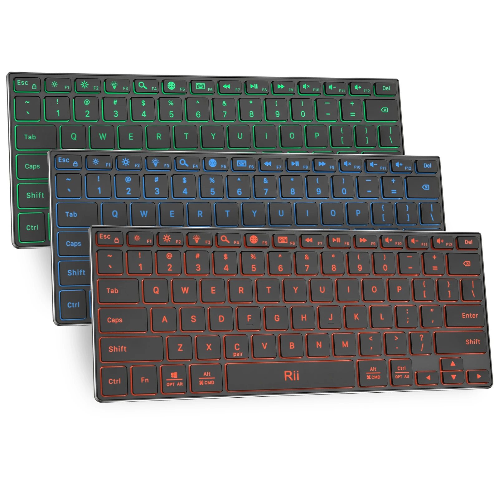 Rii Bluetooth Keyboard X9,Wireless Keyboard with RGB Backlit, Case for iPad, iPad Pro, iPad Mini, iPad Air,Tablet,Surface,PC