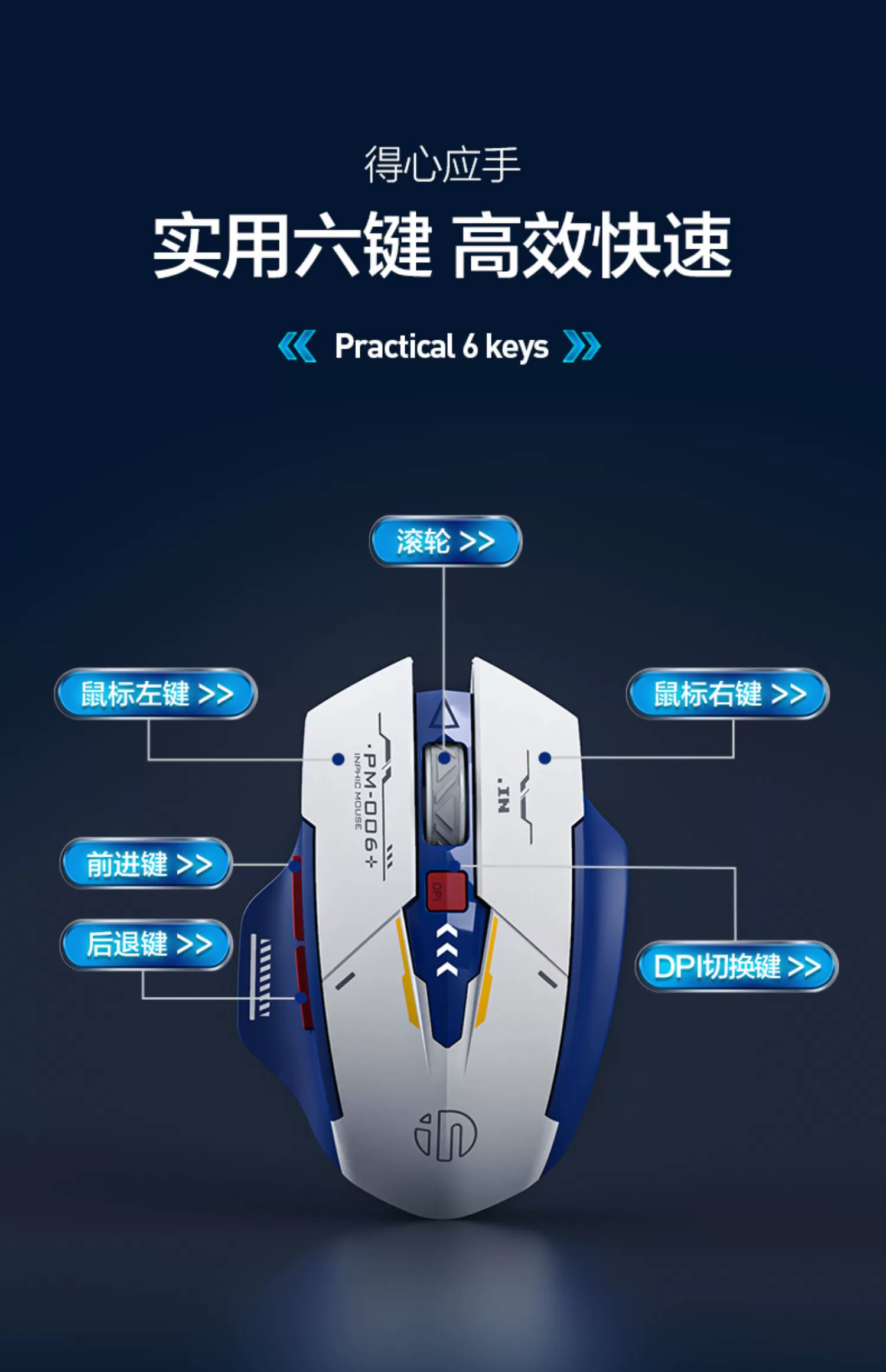 inphic F9 mecha wireless mouse rechargeable, silent, Typec office laptop unlimited inphic F9 mecha wireless mouse rechargeable, silent, Typec office laptop unlimited