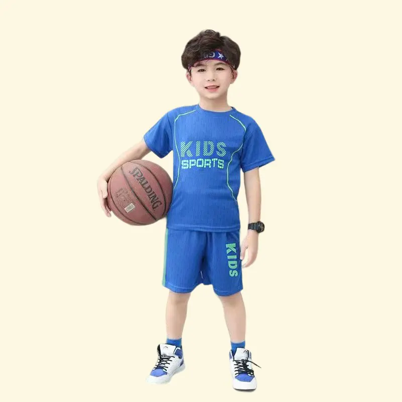 Alternative view of 2PCS Kids Sports Children's Sets Quick Drying Sportswear Basketball Clothes Breathable Summer Cloth T-shirt Clothing Boys Girls