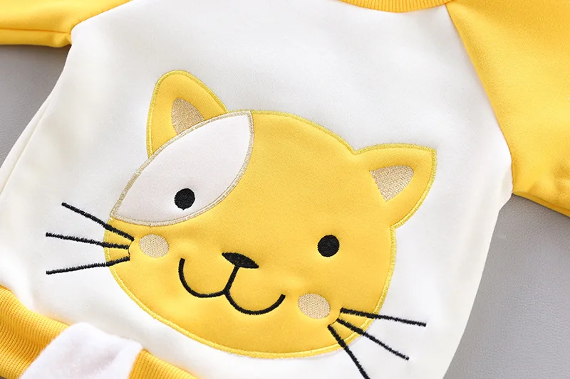 Winter Baby Fleece Clothing Sets Autumn Boys Girls Cotton Thicken Hooded Sweater Cartoon Bear Pants 3Pcs Kids Warm Outfits