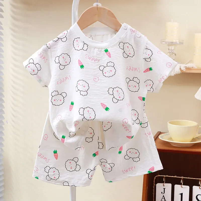Alternative view of 2024 New Summer Kids Clothes for Girls Short Sleeve T-shirt Tops+shorts Cartoon Children's Clothing Baby Boys Set