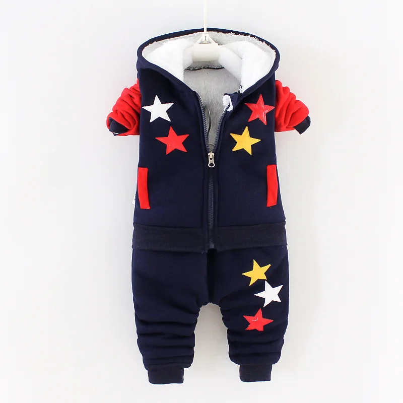 Alternative view of Baby PlushThickened Set Cartoon Bear Hooded zipper Jacket+Pants 2PCS Suit Children's Clothing Autumn Winter Boys Cotton Set 0-5Y