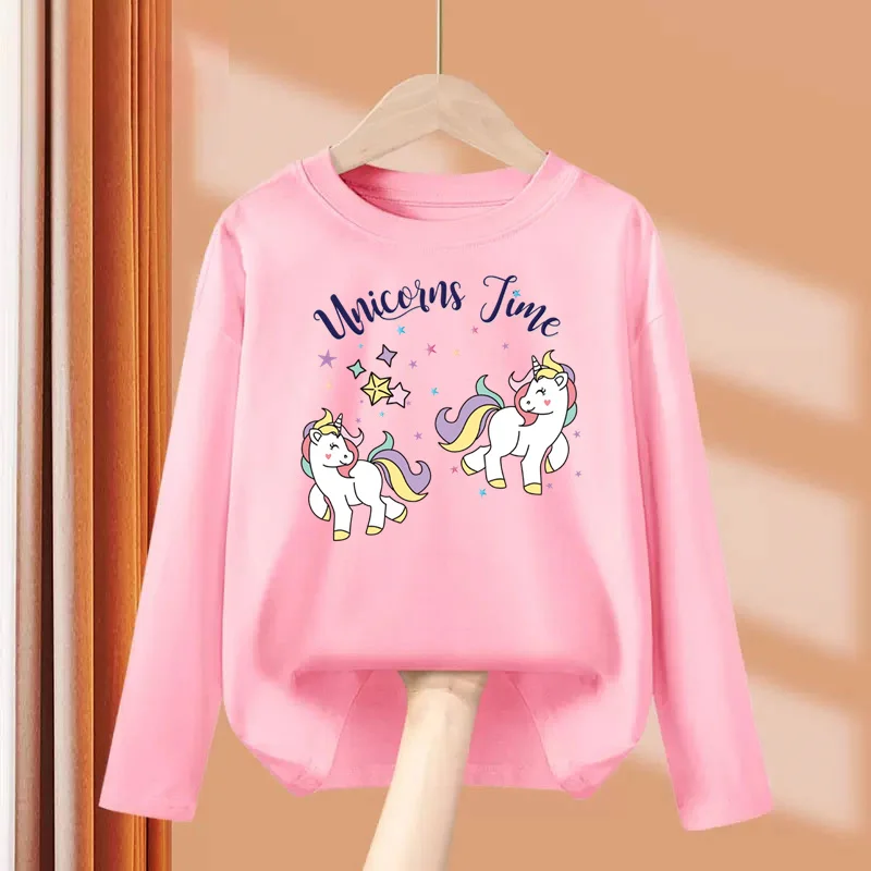 Alternative view of Aimi Lakana Baby Pony Cartoon Clothing Children Spring Fall T-Shirt Kids Long Sleeved O-Neck Tops Girl Unicorn Tees 3-14T
