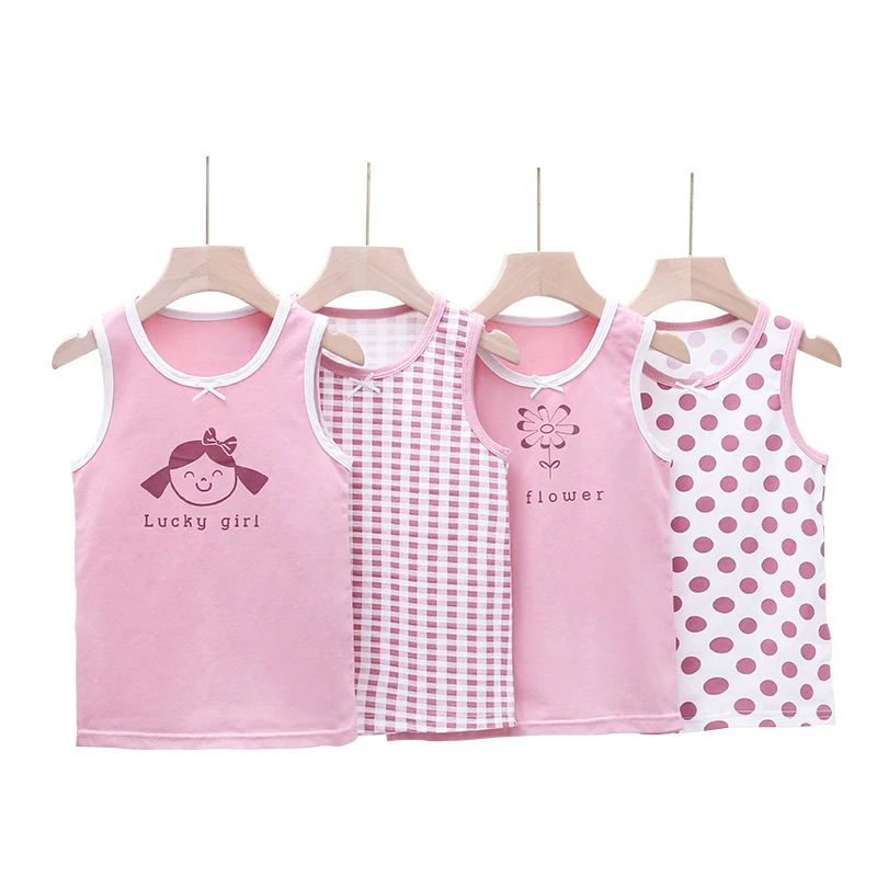 Alternative view of 2024 Girls Summer New Children's Wear Pure Cotton Crewneck Vest Strappy Tops Briefs Boxer Shorts Kid 3-8 Years Old