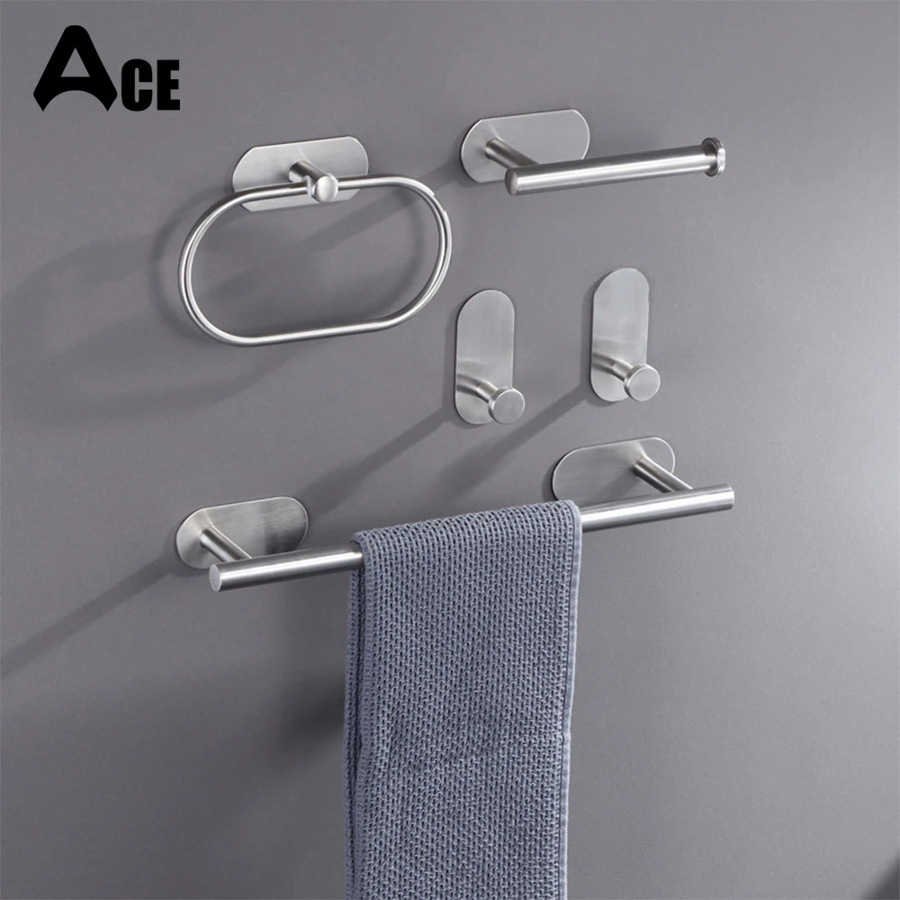 Alternative view of Bath Towel Bar 304 Stainless Steel Towel Rack Towel Ring Toilet Paper Holder Brushed Gold Bathroom Hardware Accessories Set
