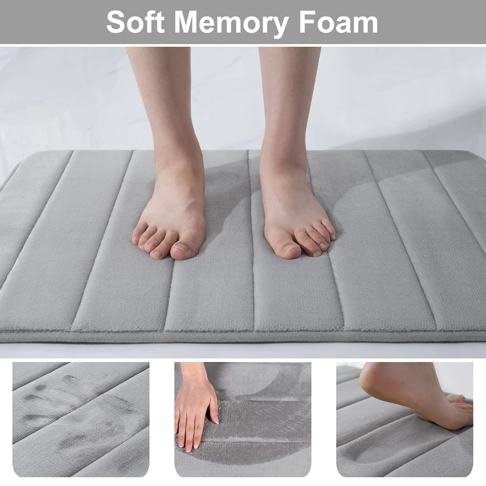 Alternative view of Homaxy Absorbent Bath Mat Non-Slip Bathroom Rug Soft Memory Foam Kitchen Floor Carpet Velvet Bathroom Carpet Home Decor Foot Mat