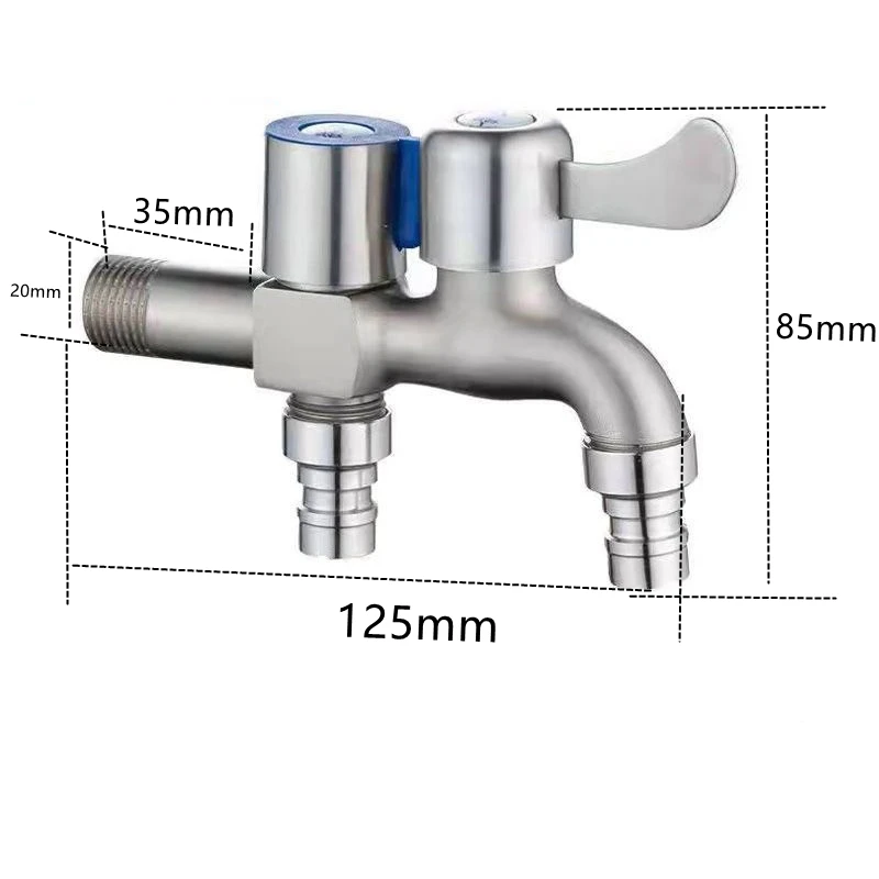Alternative view of Stainless Steel Faucet Double Outlet Dual Control Water Tap One in Two Out Faucet 1/2" Bidet Faucets Bathroom Accessories