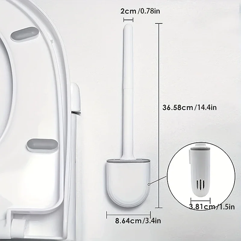 Alternative view of Hanging Silicone Toilet Brush Cleaner with Long Handle Flexible Cleaner Bathroom Brush Quick Drying Holder Bathroom Accessories
