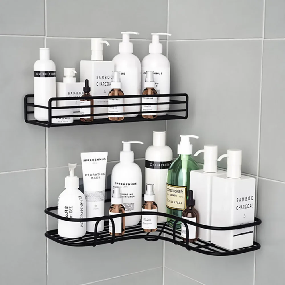 Alternative view of 1/2PCS Bathroom Metal Shelf No-Drill Metal Corner Shelf Shower Storage Shelf Bracket Bathroom Accessory Organizer Shampoo Shelf