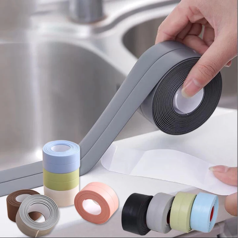 Alternative view of 1pc Bathroom Waterproof Wall Stickers Sealing Tapes PVC Adhesive Sealing Strips Sink Edge Tape Kitchen Bathroom Accessories