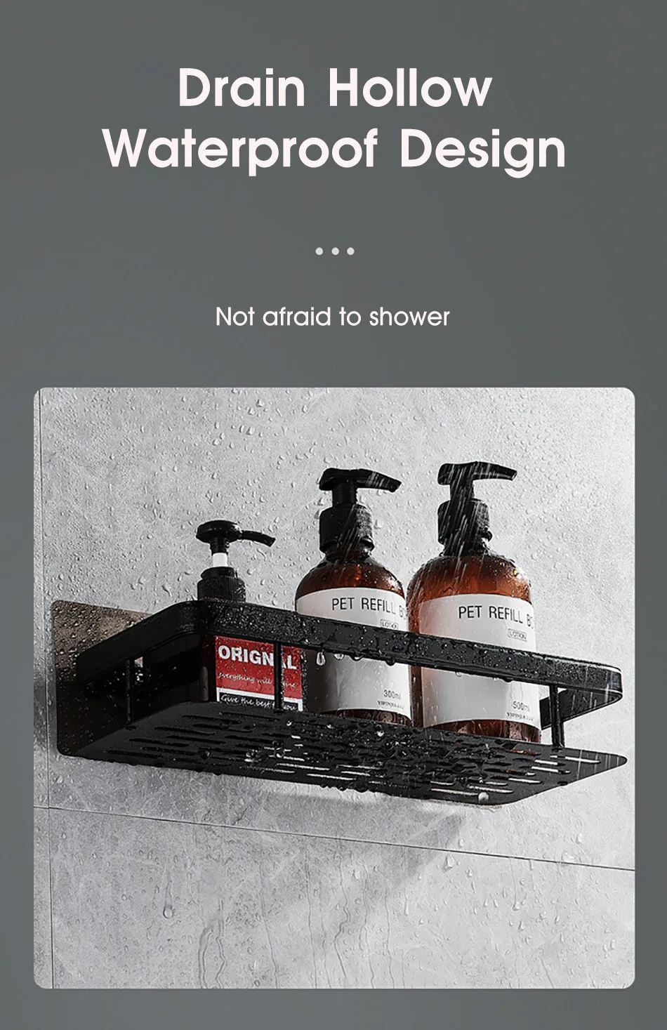 Bathroom Storage Rack No Drill Shelves Wall Mount Corner Shelf Shower Holder For WC Shampoo Organizer Bathroom Accessories