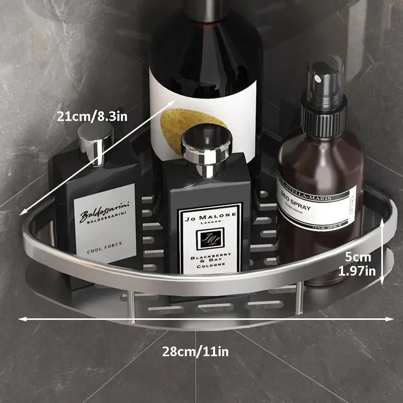 Alternative view of Bathroom Storage Rack No Drill Shelves Wall Mount Corner Shelf Shower Holder For WC Shampoo Organizer Bathroom Accessories