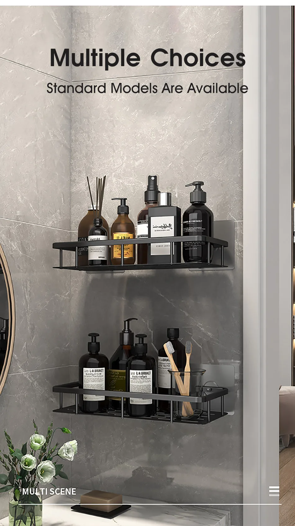 Bathroom Storage Rack No Drill Shelves Wall Mount Corner Shelf Shower Holder For WC Shampoo Organizer Bathroom Accessories