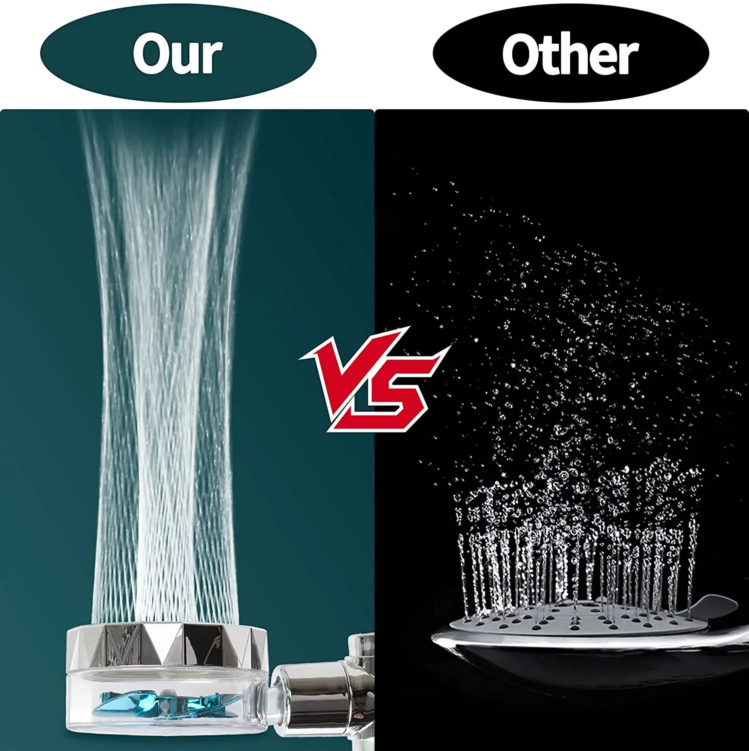 Alternative view of High-Pressure Shower Head Handheld Turbo Fan Showerhead With 5 Filters Water Saving Spray Rainfall Shower Bathroom Accessories