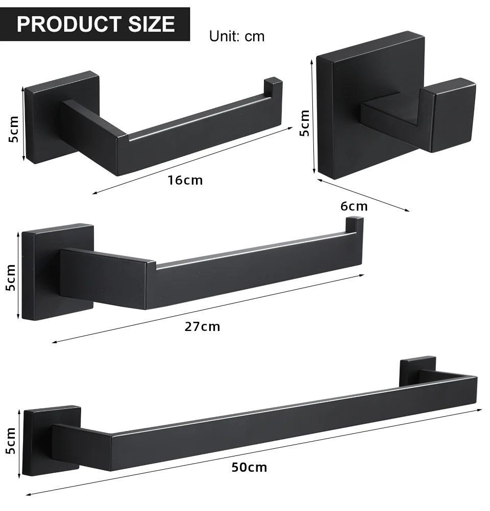 Bathroom Hardware Set Accessories Matt Black Shelf Robe Hook Hanger Towel Rail Bar Rack Tissue Paper Holder Stainless Steel Bathroom Hardware Set Accessories Matt Black Shelf Robe Hook Hanger Towel Rail Bar Rack Tissue Paper Holder Stainless Steel