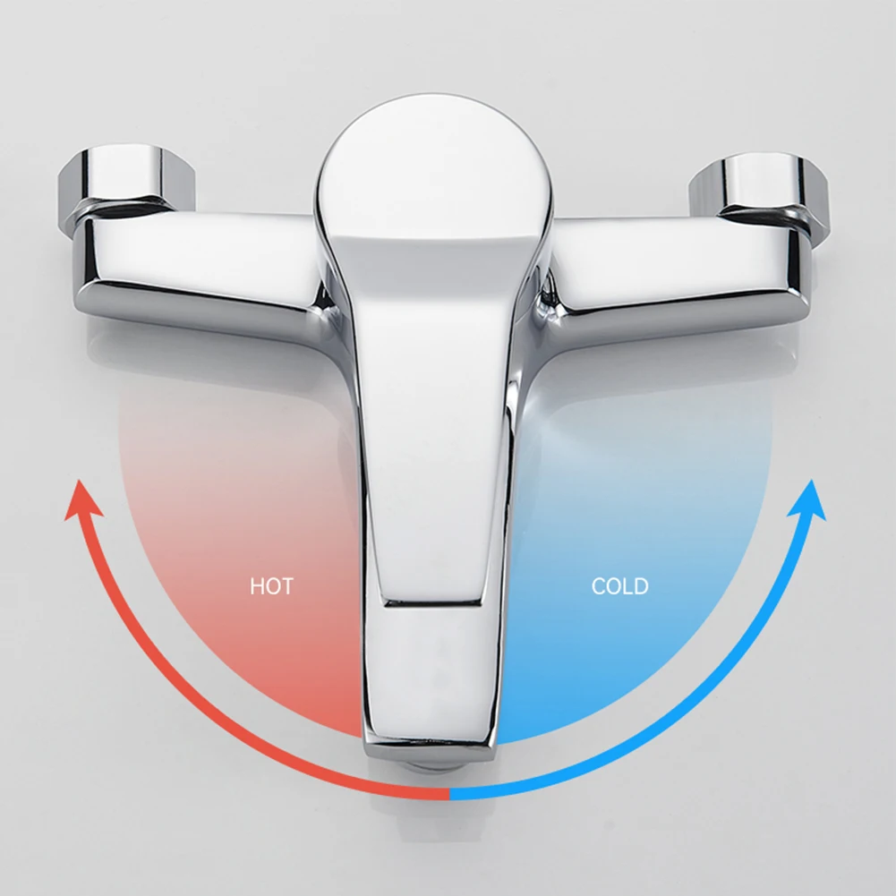 Zinc Alloy Basin Faucets Chrome Wall Mounted Hot Cold Water Dual Spout Mixer Tap For Bathroom Splitter Bath Shower Basin Zinc Alloy Basin Faucets Chrome Wall Mounted Hot Cold Water Dual Spout Mixer Tap For Bathroom Splitter Bath Shower Basin