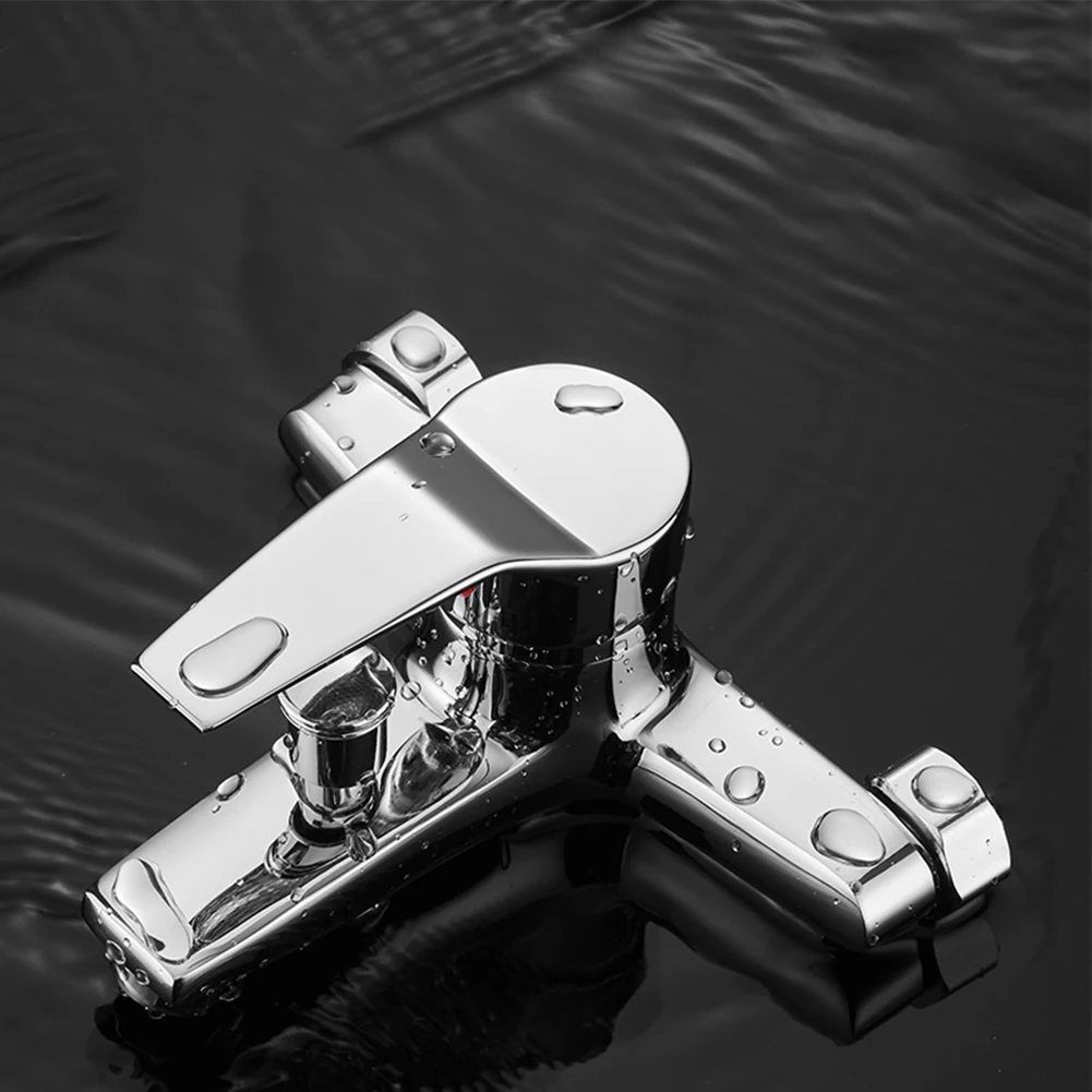 Zinc Alloy Basin Faucets Chrome Wall Mounted Hot Cold Water Dual Spout Mixer Tap For Bathroom Splitter Bath Shower Basin Zinc Alloy Basin Faucets Chrome Wall Mounted Hot Cold Water Dual Spout Mixer Tap For Bathroom Splitter Bath Shower Basin