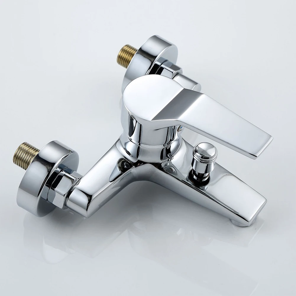 Zinc Alloy Basin Faucets Chrome Wall Mounted Hot Cold Water Dual Spout Mixer Tap For Bathroom Splitter Bath Shower Basin Zinc Alloy Basin Faucets Chrome Wall Mounted Hot Cold Water Dual Spout Mixer Tap For Bathroom Splitter Bath Shower Basin