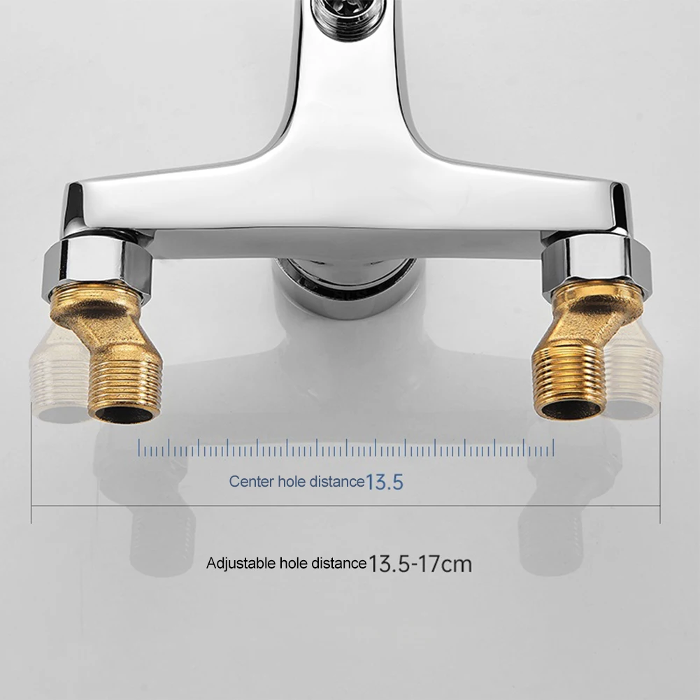 Zinc Alloy Basin Faucets Chrome Wall Mounted Hot Cold Water Dual Spout Mixer Tap For Bathroom Splitter Bath Shower Basin - Image 5