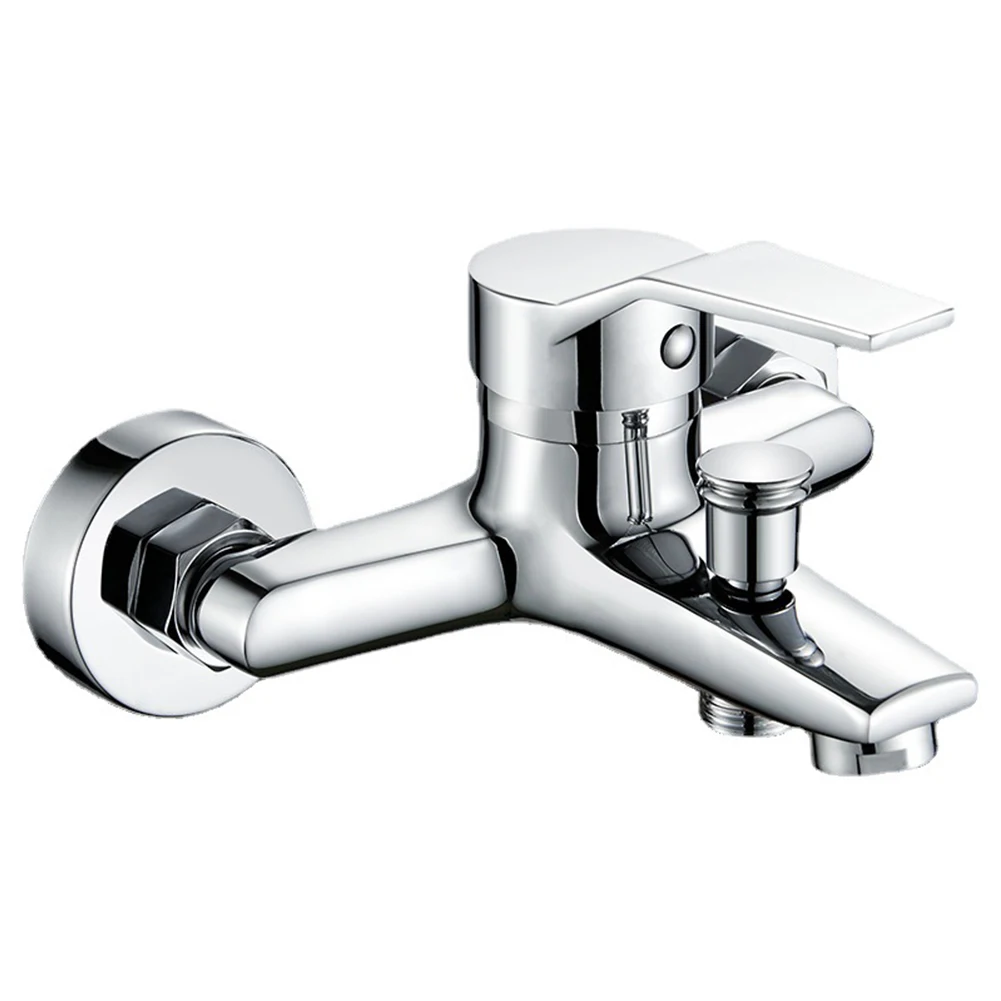 Alternative view of Zinc Alloy Basin Faucets Chrome Wall Mounted Hot Cold Water Dual Spout Mixer Tap For Bathroom Splitter Bath Shower Basin