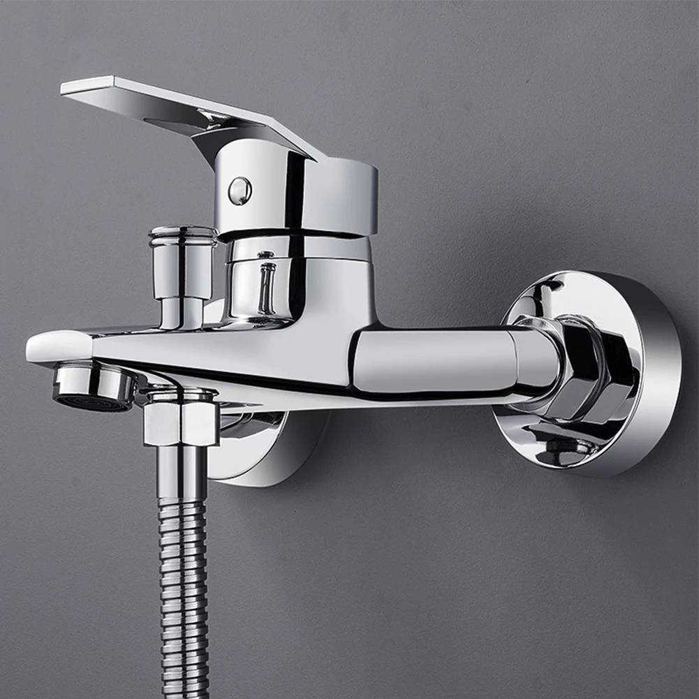 Zinc Alloy Basin Faucets Chrome Wall Mounted Hot Cold Water Dual Spout Mixer Tap For Bathroom Splitter Bath Shower Basin Zinc Alloy Basin Faucets Chrome Wall Mounted Hot Cold Water Dual Spout Mixer Tap For Bathroom Splitter Bath Shower Basin