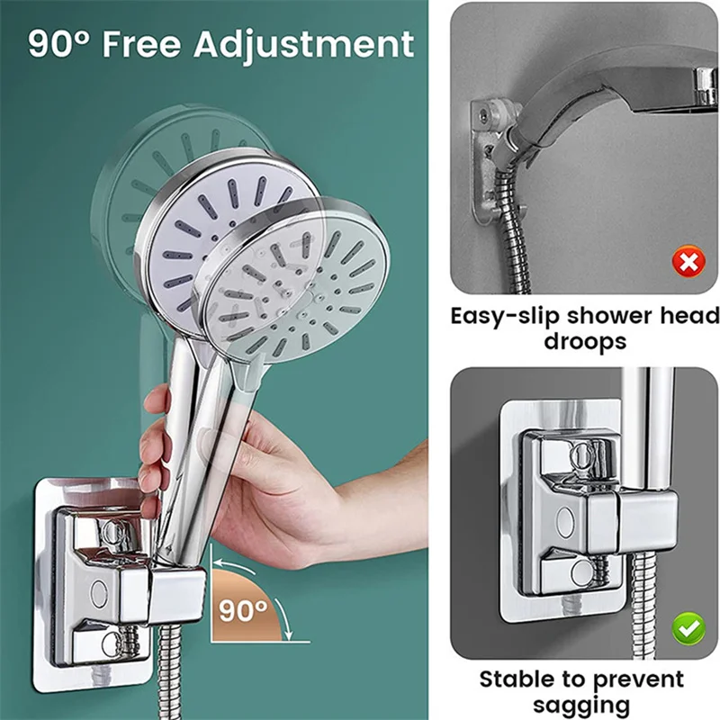 Shower Head Holder Adjustable Wall Mounted Shower Holder Self-Adhesive Showerhead Handheld Bracket Bathroom Accessories 1pc