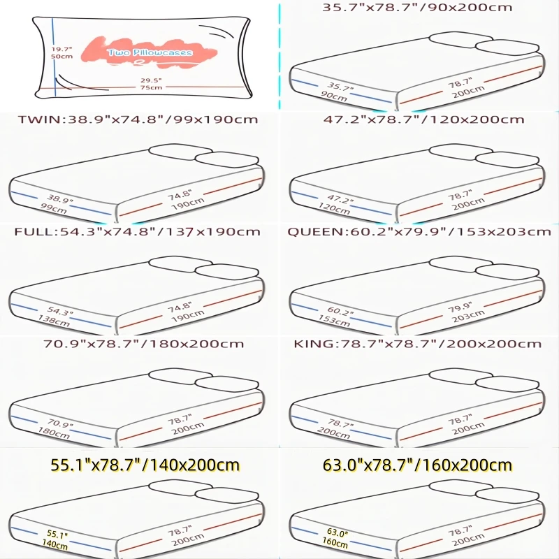 Alternative view of Kuup-Polyester 3pcs Solid Color Bedding Fitted Sheet And Pillowcases Elastic Band Around Mattress Cover Queen Size Bed Cover ﻿