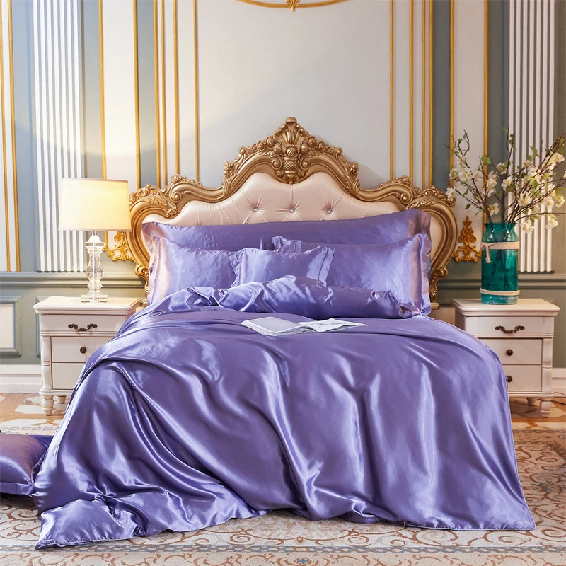 High End Queen Duvet Cover Set Silky Soft Cozy King Size Bedding Set Luxury Polyester Satin Smooth Single Double Bedding Sets High End Queen Duvet Cover Set Silky Soft Cozy King Size Bedding Set Luxury Polyester Satin Smooth Single Double Bedding Sets