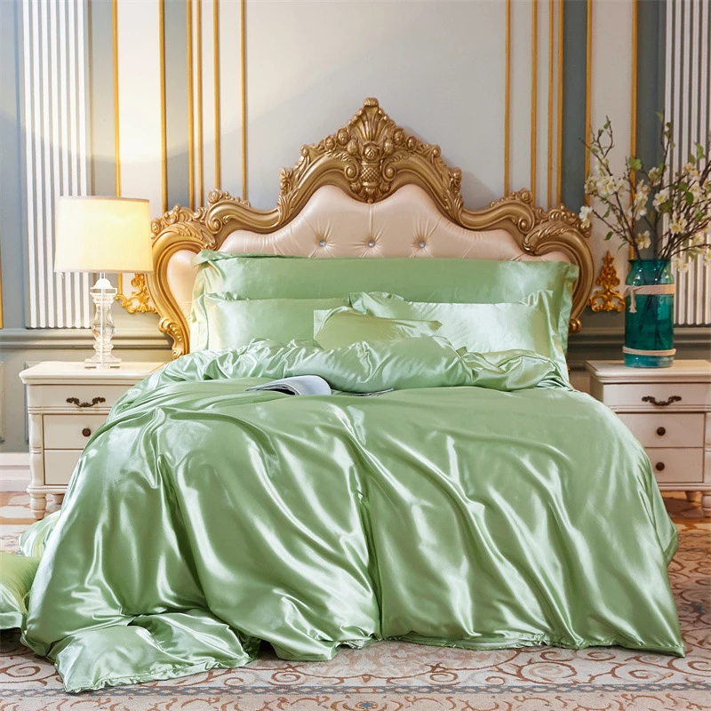 High End Queen Duvet Cover Set Silky Soft Cozy King Size Bedding Set Luxury Polyester Satin Smooth Single Double Bedding Sets High End Queen Duvet Cover Set Silky Soft Cozy King Size Bedding Set Luxury Polyester Satin Smooth Single Double Bedding Sets