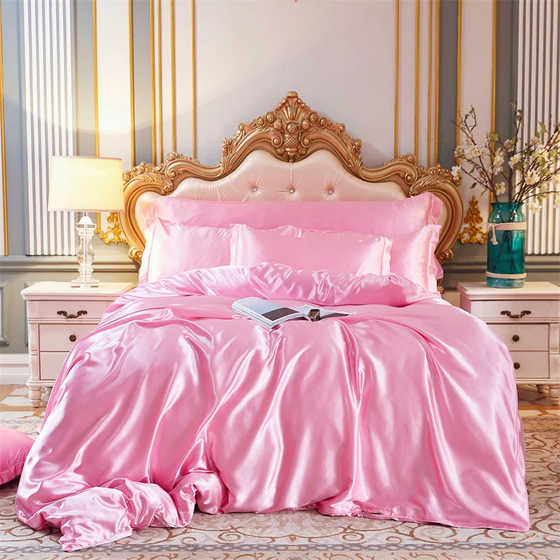 High End Queen Duvet Cover Set Silky Soft Cozy King Size Bedding Set Luxury Polyester Satin Smooth Single Double Bedding Sets High End Queen Duvet Cover Set Silky Soft Cozy King Size Bedding Set Luxury Polyester Satin Smooth Single Double Bedding Sets