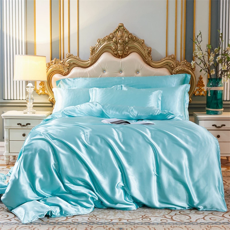 High End Queen Duvet Cover Set Silky Soft Cozy King Size Bedding Set Luxury Polyester Satin Smooth Single Double Bedding Sets High End Queen Duvet Cover Set Silky Soft Cozy King Size Bedding Set Luxury Polyester Satin Smooth Single Double Bedding Sets