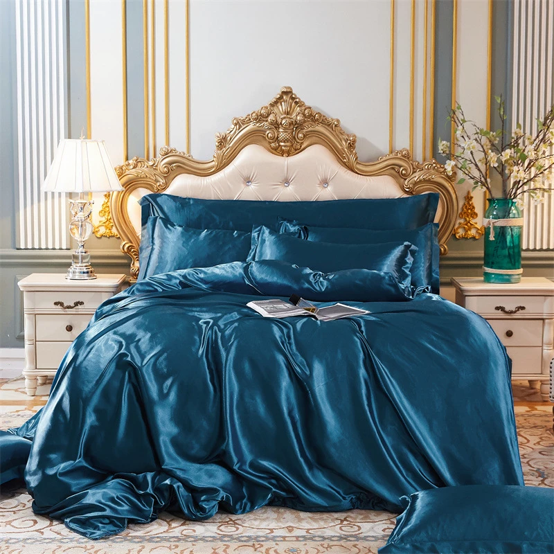 High End Queen Duvet Cover Set Silky Soft Cozy King Size Bedding Set Luxury Polyester Satin Smooth Single Double Bedding Sets High End Queen Duvet Cover Set Silky Soft Cozy King Size Bedding Set Luxury Polyester Satin Smooth Single Double Bedding Sets