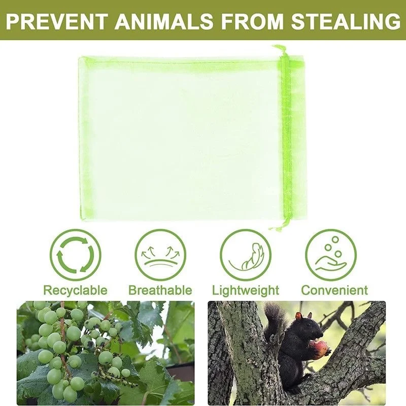 1/5/50/100Pcs Grapes Fruit Protection Bags Pest Control Anti-Bird Garden Netting Bags Mesh Agricultural Tree Garden Tool Bags