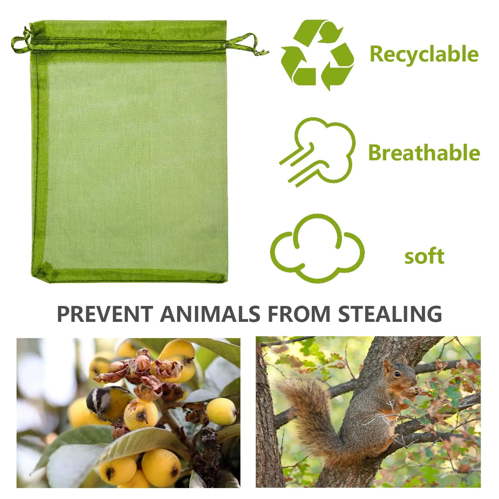 10-100pcs Plant Protection Bags Fruit Grow Bags Netting Mesh for Vegetable Strawberry Grapes Pest Control Anti-Bird Garden Tools