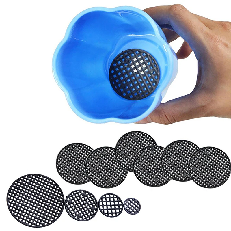 Alternative view of 50Pcs Bottom Grid Mat Multi-function Flowerpot Mesh Pad Hole Bonsai Basin Bottom Breathable Gasket Gardening Accessories
