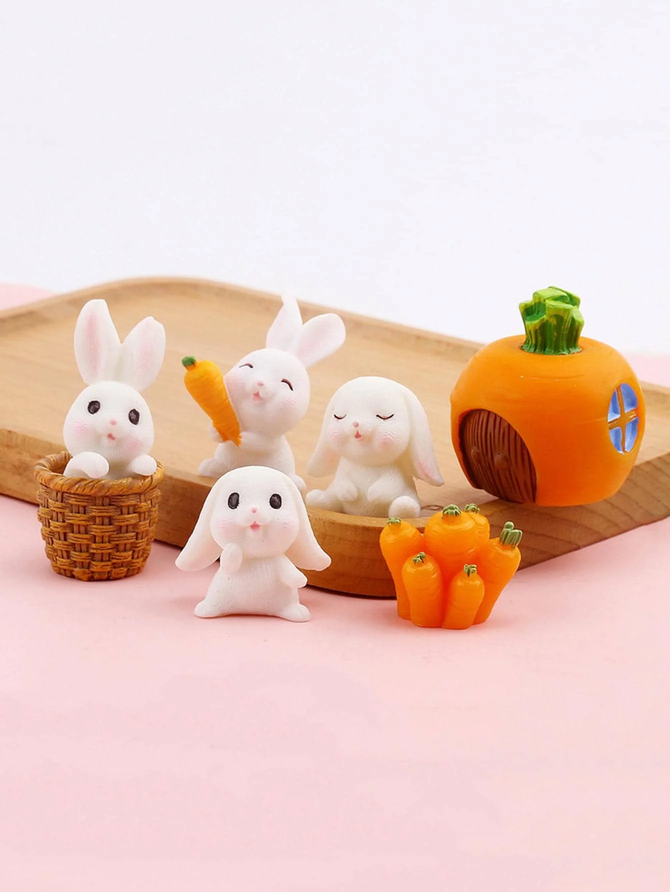 Alternative view of 4PCS-Miniature Rabbit Model Mini Bunny Figurine Desktop Garden Landscape Ornament Resin Craft Easter Cute Home Office Decor Supp