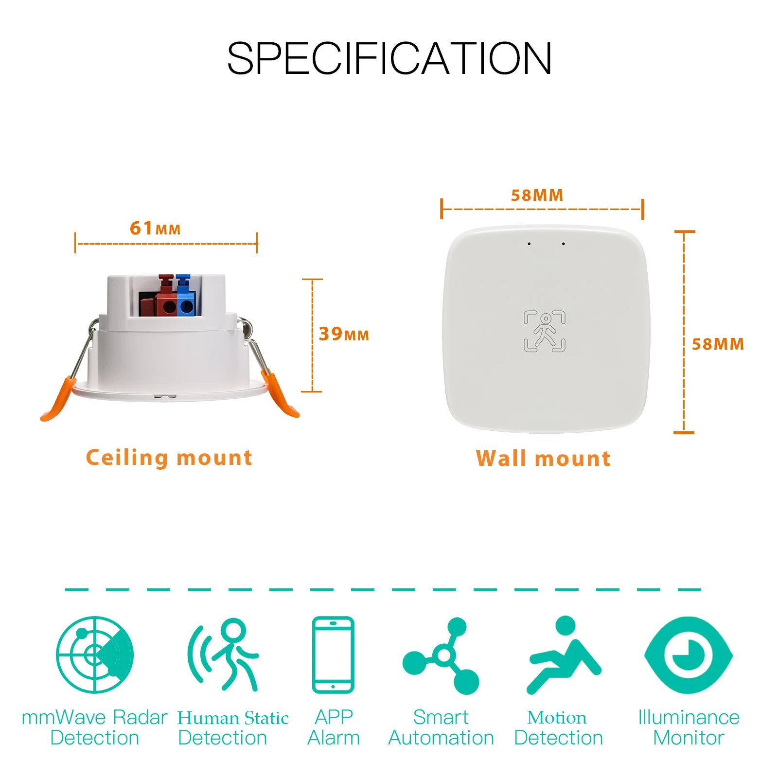 Alternative view of Smart Life Zigbee Human Presence Detector Tuya Wifi MmWave Radar Pir Montion Sensor With Luminance Detection For Smart Home