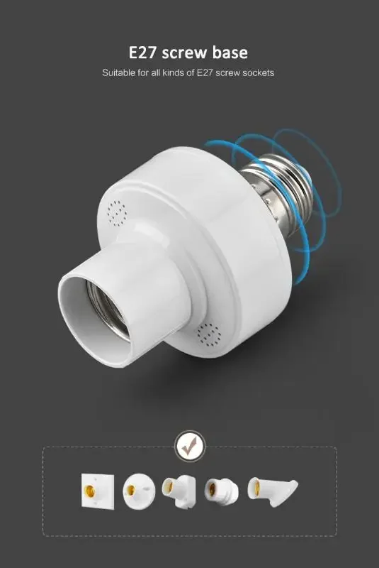 Tuya WIiFi BL E27 Socket Smart Lamp Holder Base Light Bulbs Adapter Kitchen Bedroom Light Switch Alexa Google Home Voice Control