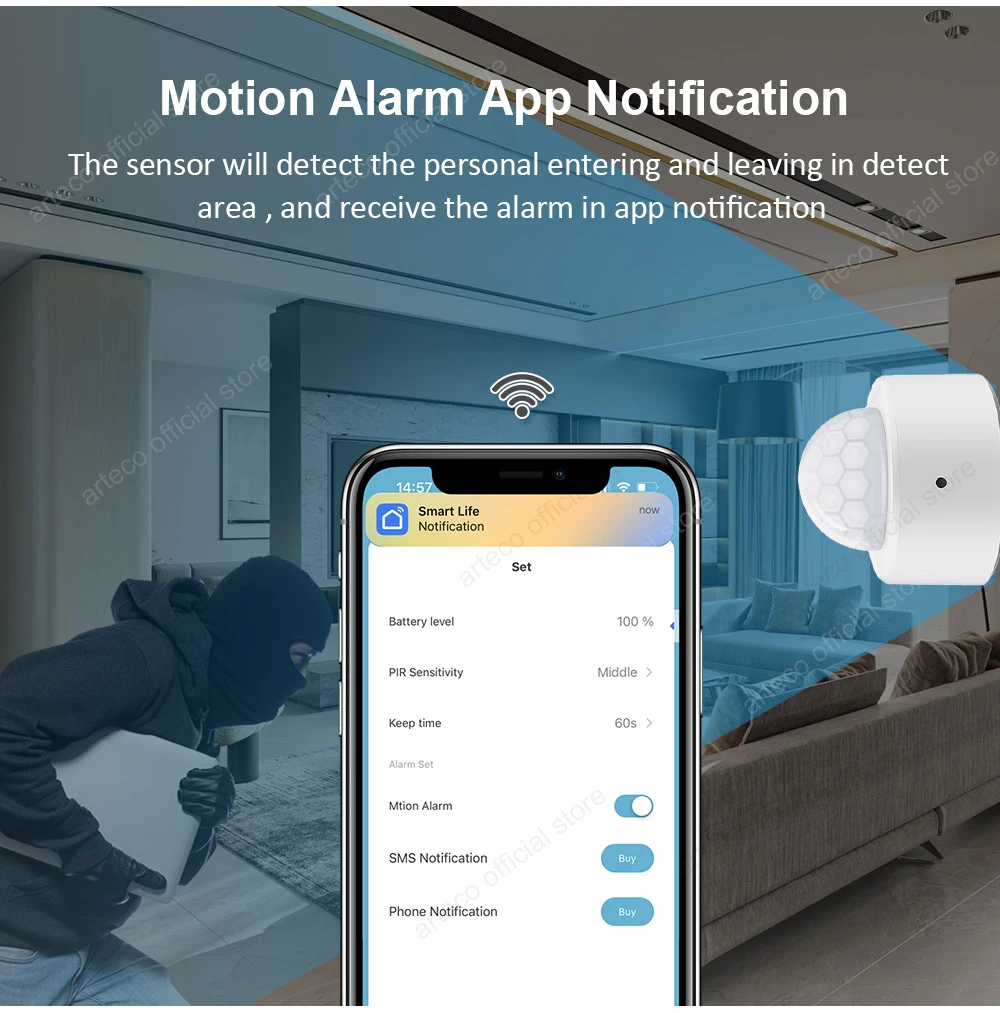 Tuya Zigbee Human Motion Sensor Smart Home Mini PIR Motion Sensor Infrared Detector Security Smart Life Works With Alexa Gateway