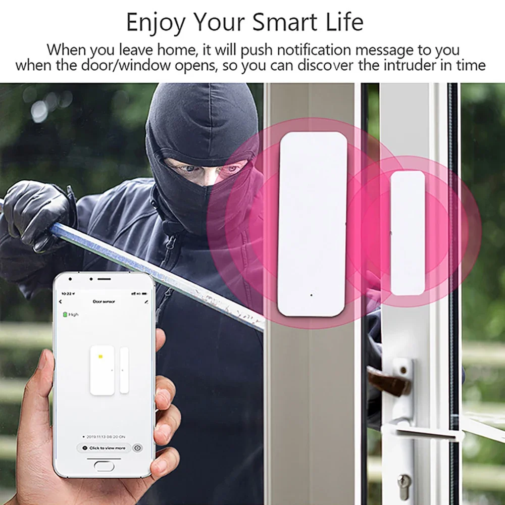 Alternative view of Tuya WiFi Zigbee Door Sensor Contact Sensor Open Closed Detector Smart Home Alarm Security Protection Work with Aleax Smart Life