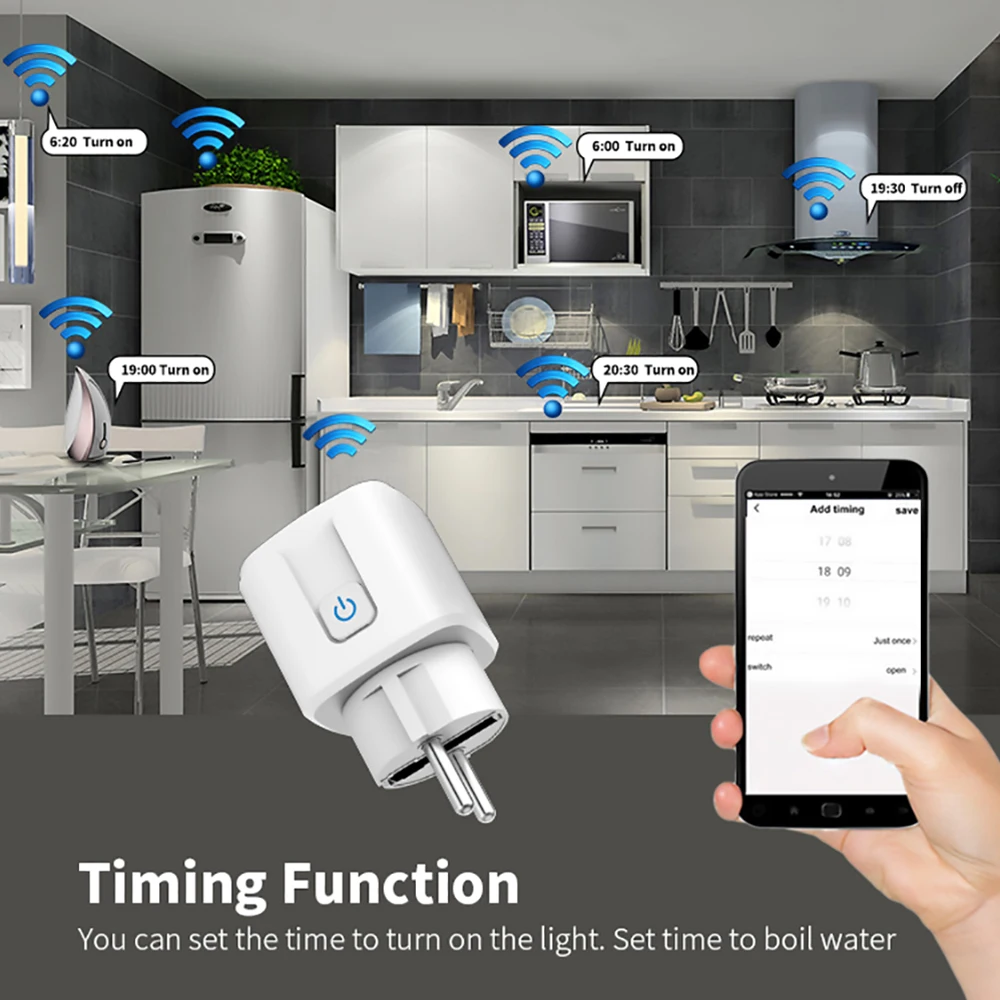 Alternative view of Smart Plug WiFi Socket EU 16A/20A With Power Monitor Timing Function Tuya Smart Life APP Control Works With Alexa Google Home