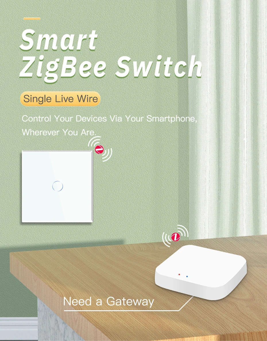 BSEED Smart Zigbee Switches 1/2/3Gang 1Way Intelligent Touch Light Switch Wall Sensor Switches Tuya Smart Life Google Alexa BSEED Smart Zigbee Switches 1/2/3Gang 1Way Intelligent Touch Light Switch Wall Sensor Switches Tuya Smart Life Google Alexa