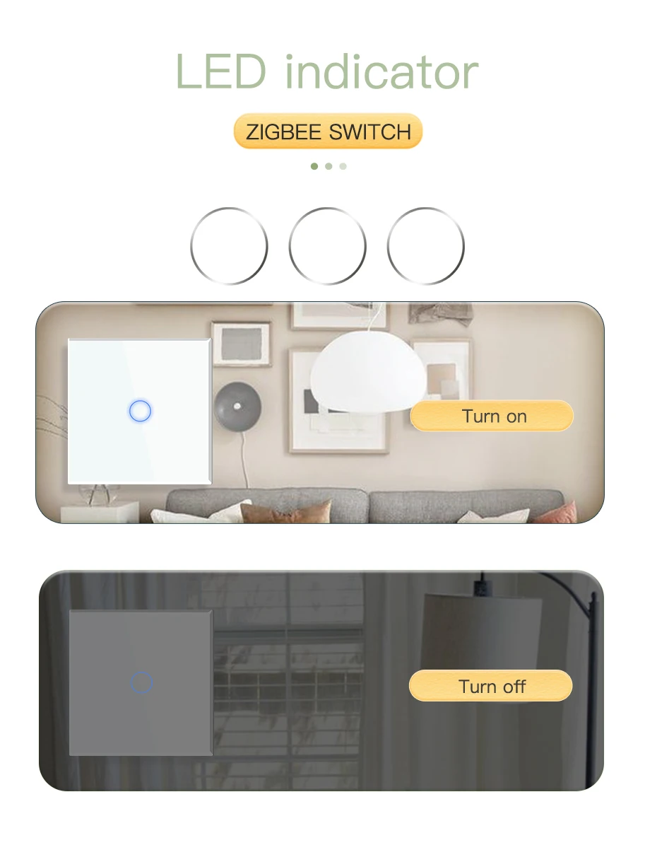 BSEED Smart Zigbee Switches 1/2/3Gang 1Way Intelligent Touch Light Switch Wall Sensor Switches Tuya Smart Life Google Alexa BSEED Smart Zigbee Switches 1/2/3Gang 1Way Intelligent Touch Light Switch Wall Sensor Switches Tuya Smart Life Google Alexa