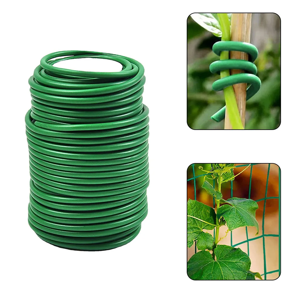 Alternative view of 8m/10m Gardening Cable Ties Plant Twine Green Flexible Bendy Garden Support Wire Cable Tie Reusable Rubber Coated Steel Wire
